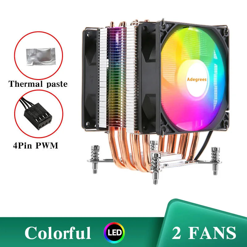 X99 CPU Processor Cooler 4PIN Quiet Ventilador 6 Heat Pipes 2011 1700 CPU Cooling Fan for Intel LGA 1150 1151 1155 X79 AM4 AM3