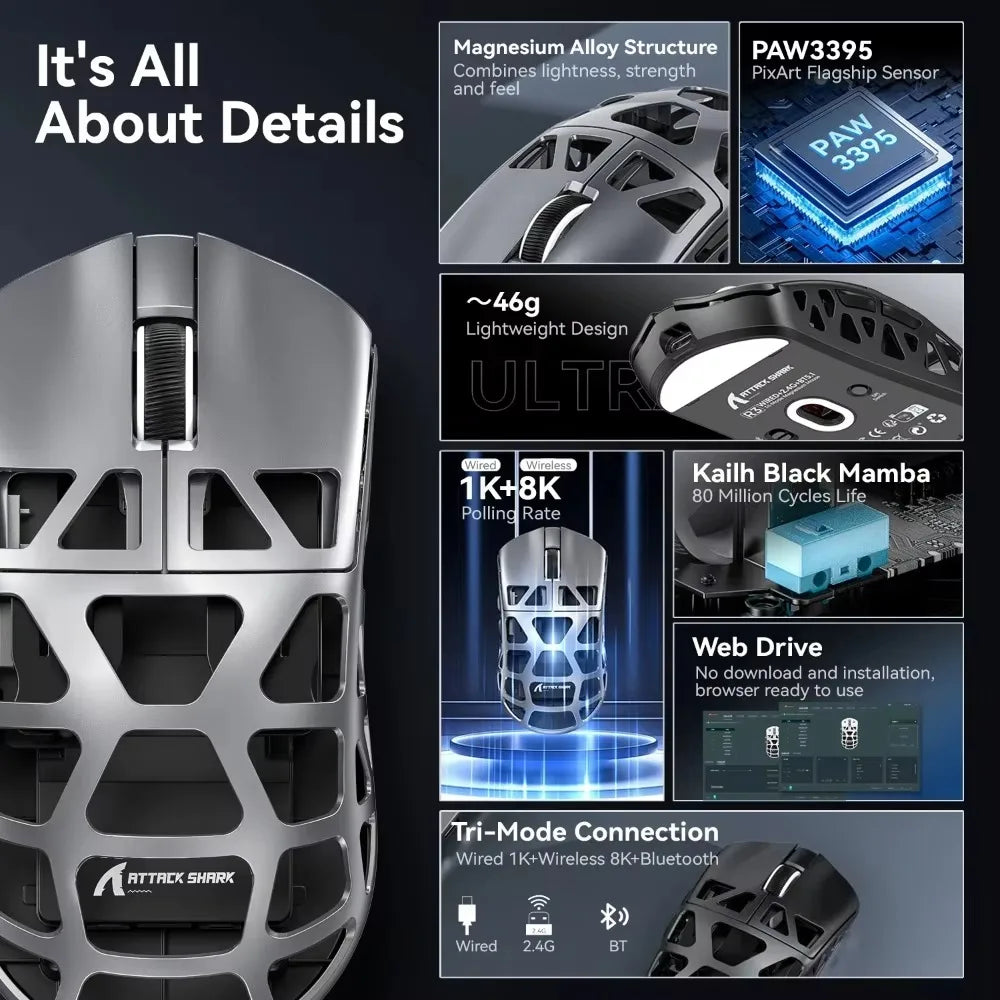 Attack Shark R3 Wireless Gaming Mouse Sensor 26000 DPI